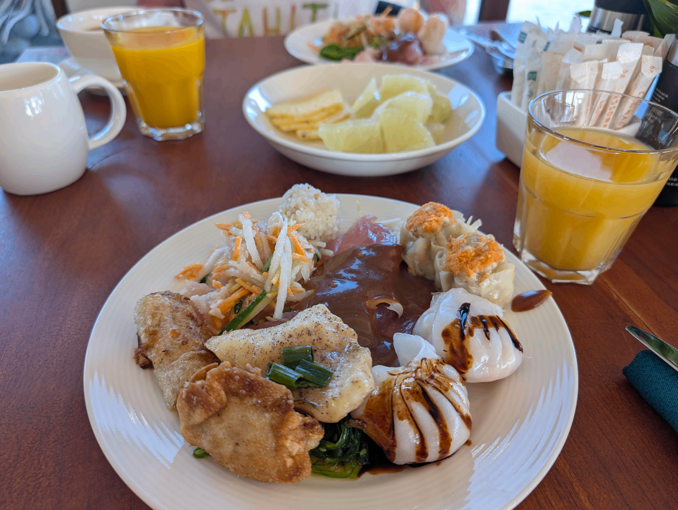 hilton tahiti asian tahitian fusion breakfast plate