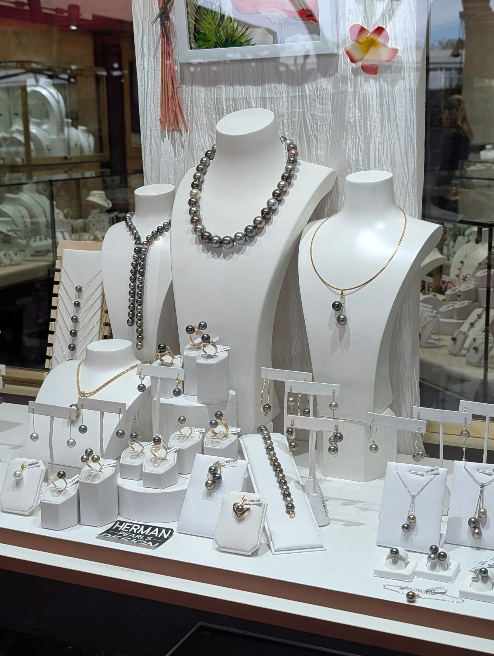 tahitian black pearls shop window in papeete