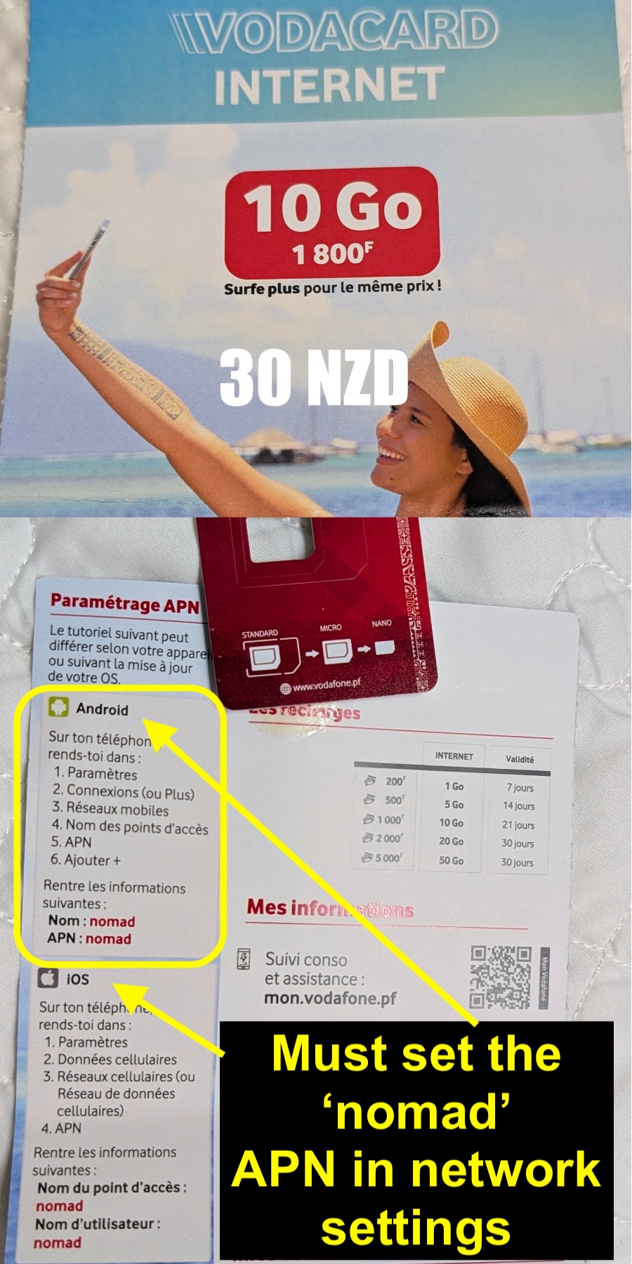 vodafone french-polynesia apn settings ios android